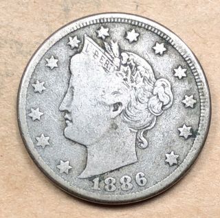 1886 Liberty V Nickel F/vf