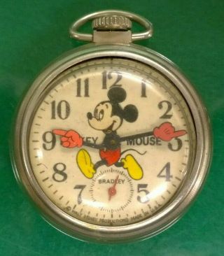 Vintage Bradley Mickey Mouse Walt Disney 14s Pocket Watch -