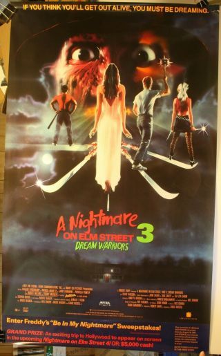 1987 Nightmare Elm Street 3 24 X 40 " Videocassette Release Promo Movie Poster