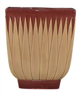 Roseville Pottery Lotus Red Art Deco Wall Pocket L8 - 7