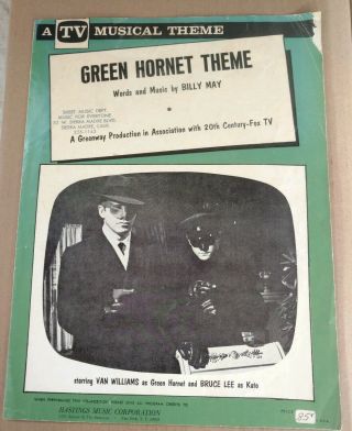 The Green Hornet Van Williams Bruce Lee - A T.  V.  Musical Theme Music Sheet 1966