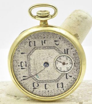 Antique Illinois Dial Burlington Watch 19 Jewel Open Face 12 Size Pocket Watch