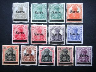 Germany 1920 Saar Stamps Germania Overprint Sarre Saargebiet German Deutsch