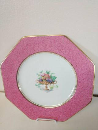 Pink Wedgwood Imperial Porcelain England Salad Plate Octagonal Floral C879