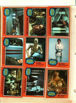 Star Wars 1977 Vintage Orange Series 5 Set 265 - 330 Cards To Few Nm