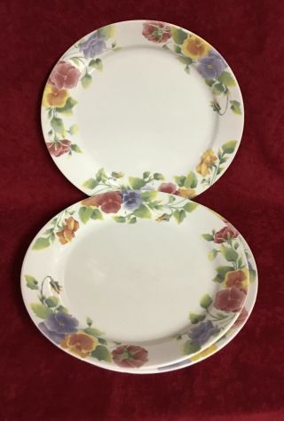 Set Of 3 Corelle Summer Blush Dinner Plates Pansy Design By Corning 21425