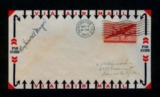 9/6/1943 Huntington,  Indiana First Flight Cover Autographed By Mayor Roy Howell