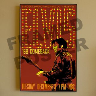 Elvis Presley Framed Poster December 3 1968 Nbc Comeback Tour Live Promo - Rare