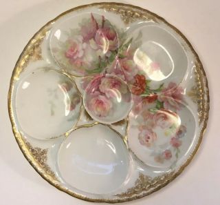 Antique French Porcelain Oyster Plate By Theodore Haviland C.  1880s