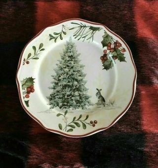 Better Homes & Gardens Winter Heritage Salad Plate Rabbit Christmas Tree