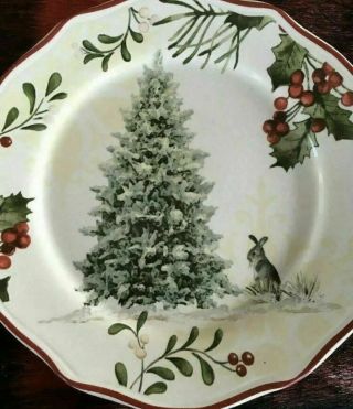 Better Homes & Gardens Winter Heritage Salad Plate Rabbit Christmas Tree 2