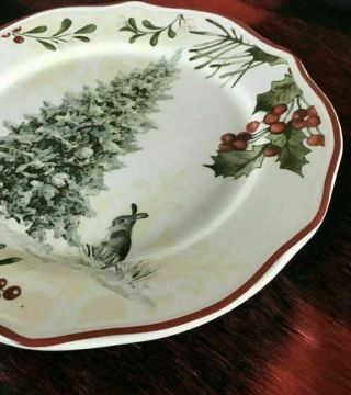 Better Homes & Gardens Winter Heritage Salad Plate Rabbit Christmas Tree 3