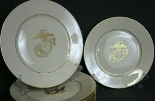 Vintage Set Of 8 Lenox Commemorative Marine Corps Semper Fidelis Plate Gold Rim