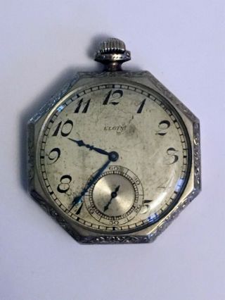 1926 Art Deco Elgin 12s Octagon 7 Jewel Pocket Watch