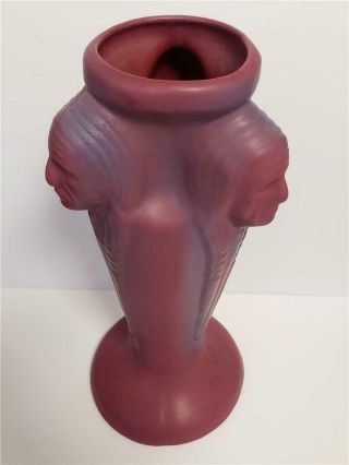 VAN BRIGGLE Pottery Vase Three Face NATIVE AMERICAN Indian Mulberry Persian Rose 3