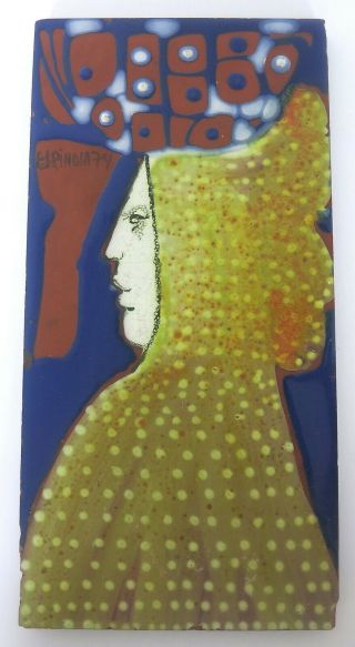 Vintage 1974 Susana Espinosa Pottery 11 " X 5.  5 " Tile Art Woman