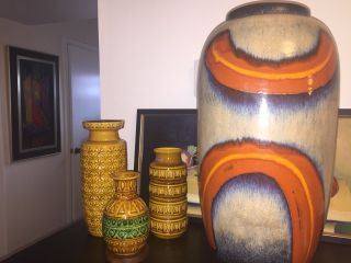 West Germany Scheurich Keramik Art Pottery Floor Vase Mid Century 20 " Fat Lava