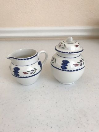Adams China Ironstone Lancaster Creamer Pitcher And Sugar Bowl With Lid