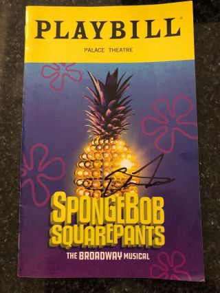 Ethan Slater Signed Spongebob Squarepants Playbill September 2018
