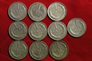 10 X 1 Lats 1924 1925 Silver Latvian Coins 10 Coins - 50 Gramms Of Silver 149