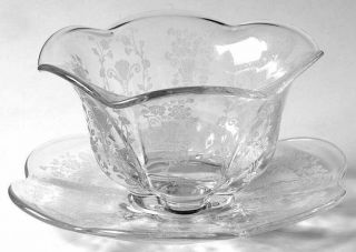 Vtg Duncan Miller First Love Etched Clear Crystal 3 Part Mayonnaise Bowl,  Plate