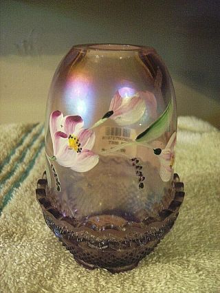 Fenton Glass Hand Painted And Signed Fairy Lamp