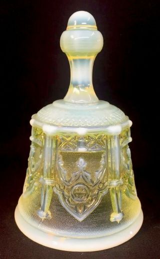 Fenton Art Glass Vaseline Opalescent Sables Arch Bell