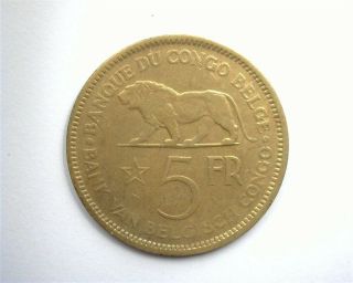 Belgian Congo 1936 5 Francs Choice Uncirculated Km 24 Rare