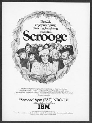 1975 Charles Dickens " Scrooge " Nbc Christmas Tv Musical Special Vintage Print Ad