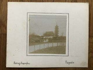 China Old Photo Albumen Chinese Pagoda House Sangkianfu 1880s