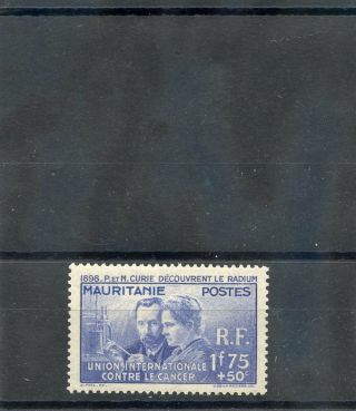 Mauritania Sc B3 (yt 72) Vf Nh 1938 1f75,  50c Ultramarine Curie,  $50