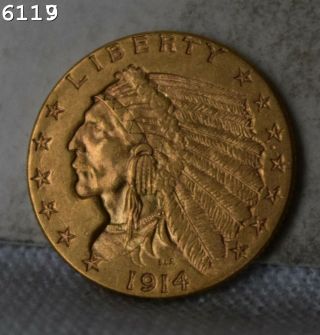 1914 Indian Head Gold Quarter Eagle " Unc "