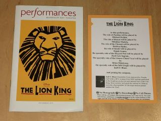 Disney The Lion King Program Mandalay Bay Theatre Las Vegas Musical Souvenir