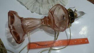 Pink Depression Glass Electric Oil Lamp Old 15 Inches