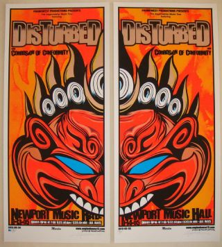 2005 Disturbed W/ Coc - Columbus Two Silkscreen Concert Posters S/n Martin