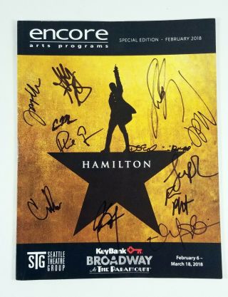 Hamilton 2018 Cast Signed Broadway At The Paramount Seattle Playbill No