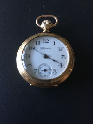 1898 Hampden Molly Stark 3/0s,  7j,  Half Hunter Push Button Antique Pocket Watch