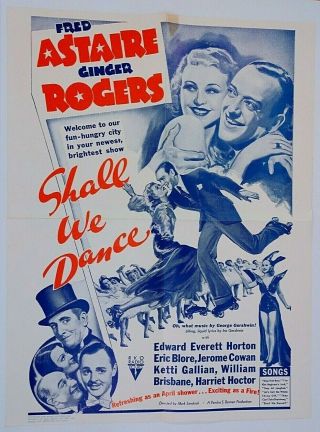 Poster Shall We Dance Fred Astaire Ginger Rogers 1937 Rko Vintage Musical Show