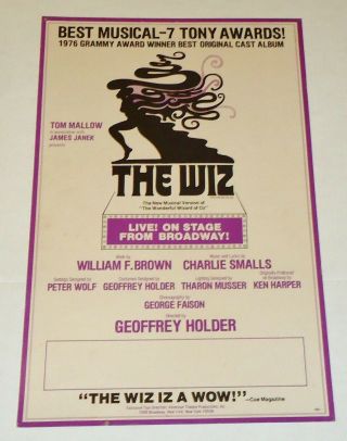 The Wiz Window Card Poster 1984 Vintage 14 " X 22 " Black & Purple
