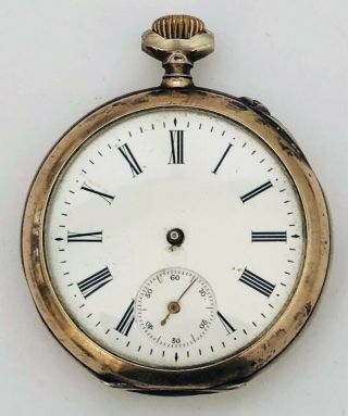 Vintage Cuivre Swiss Made Pocket Watch 0.  800 Silver Case For Parts/repair