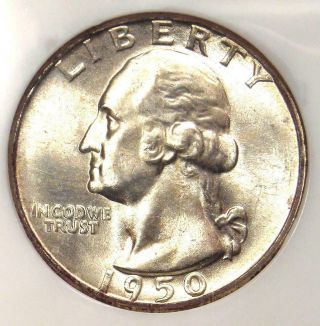 1950 - D Washington Quarter 25c - Certified Ngc Ms67 - Rare In Ms67 - $625 Value