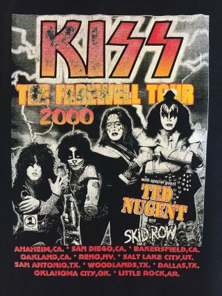 Kiss Farewell Tour 2000 Rock Concert T - Shirt Ted Nugent Skid Row,  Black,  Size: L