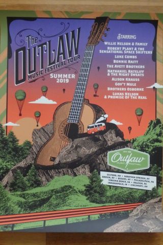 Willy Nelson Outlaw Festival 2019 Poster / Willie Nelson Small T - Shirt Combo