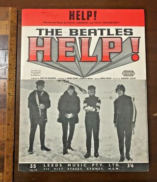 Vintage 1965 The Beatles Help Movie Australian Sheet Music Lennon Mccartney Vgc