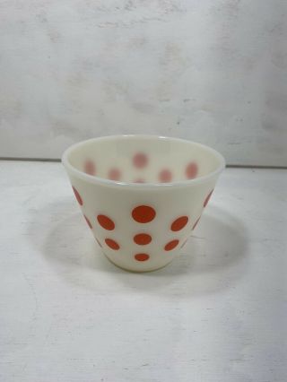 Vintage Fire King Bowl Red Polka Dot Fire - King Glass Oven Ware 5 1/2 "