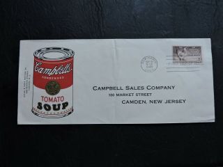 1956 Fdc Cover Campbells Soup Ad Cachet Andy Warhol Art Camden Nj Envelope W@w
