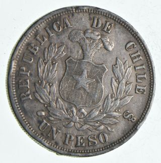 Silver - World Coin - 1879 Chile 1 Peso - World Silver Coin 962