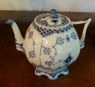 Extremely Rare Vintage Royal Copenhagen Blue Fluted 1118 Teapot 1/1118