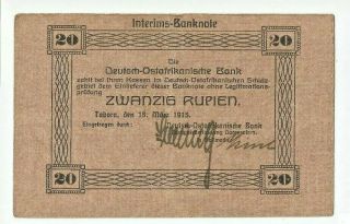 1915 German East Africa,  20 Rupien Bill,  3/15/1915 Very Fine