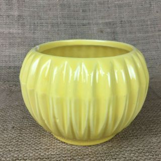 Vintage Art Pottery Mid Century Modern Garden Pot Planter Yellow Usa